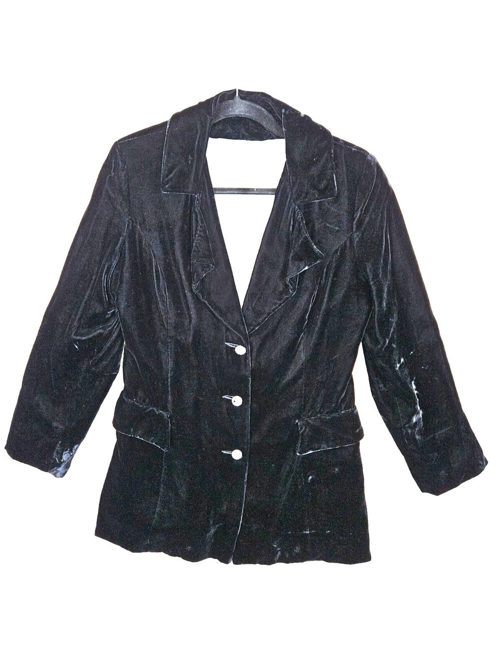 Young Generation Vintage Deep Black Plush Velvet Blazer Womens Size 10 (Med)